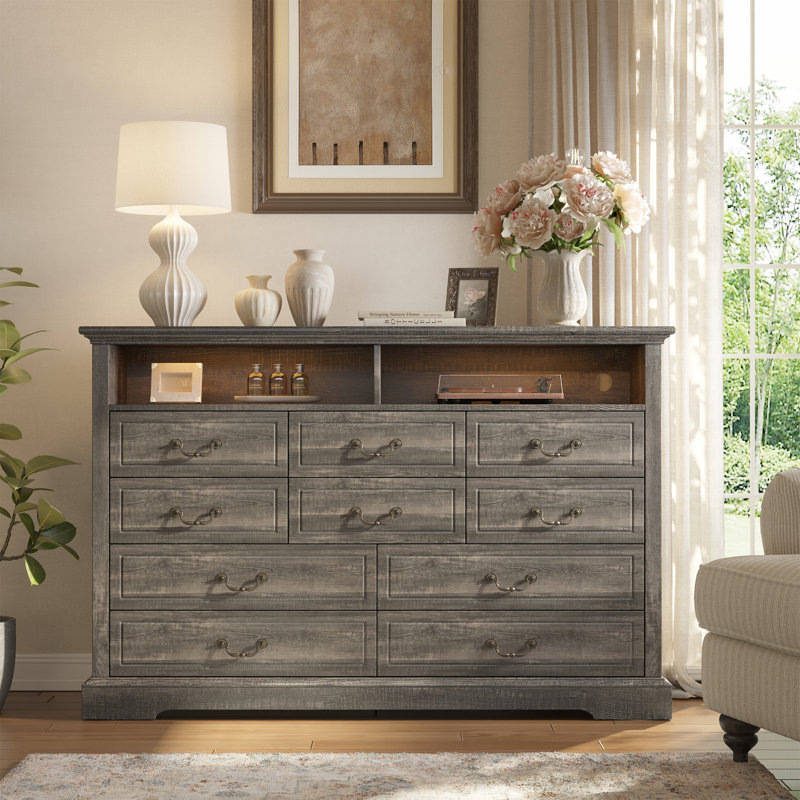 Wood Dresser For Bedroom, Rustic Brown, 10