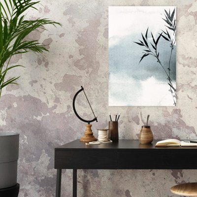Contemporary Art Abstract Minimalist Serene Bamboo Nature Wall Art by Treechild - Wrapped Canvas Print