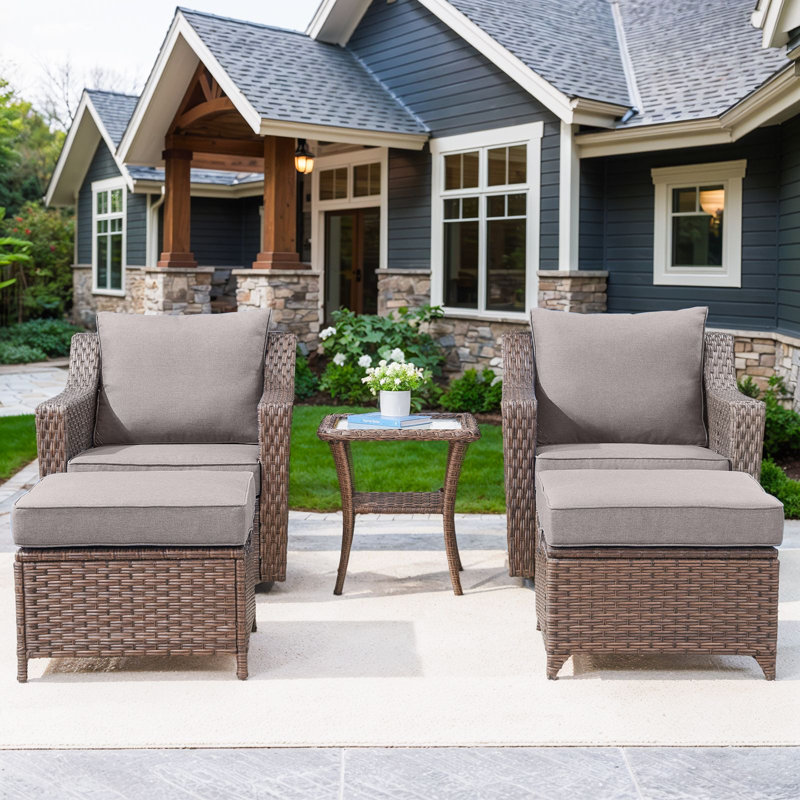 Ensemble de chaises pivotantes d'extérieur avec repose-pieds et table d'appoint Jenesys - Confortable, durable pour les patios et les jardins