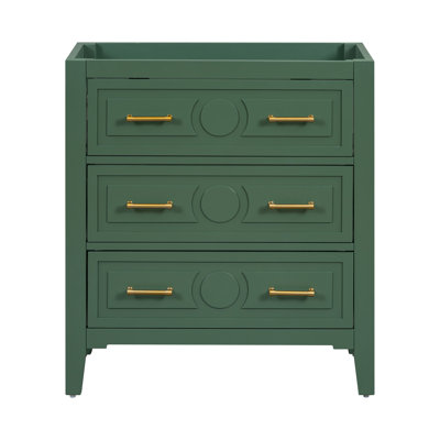 Elegant 30'' Green Bathroom Vanity With Solid Wood Frame And 3 Drawers - Free Standing Storage Solution Without Basin Sink -  Man Wah, MW-SPN-810772