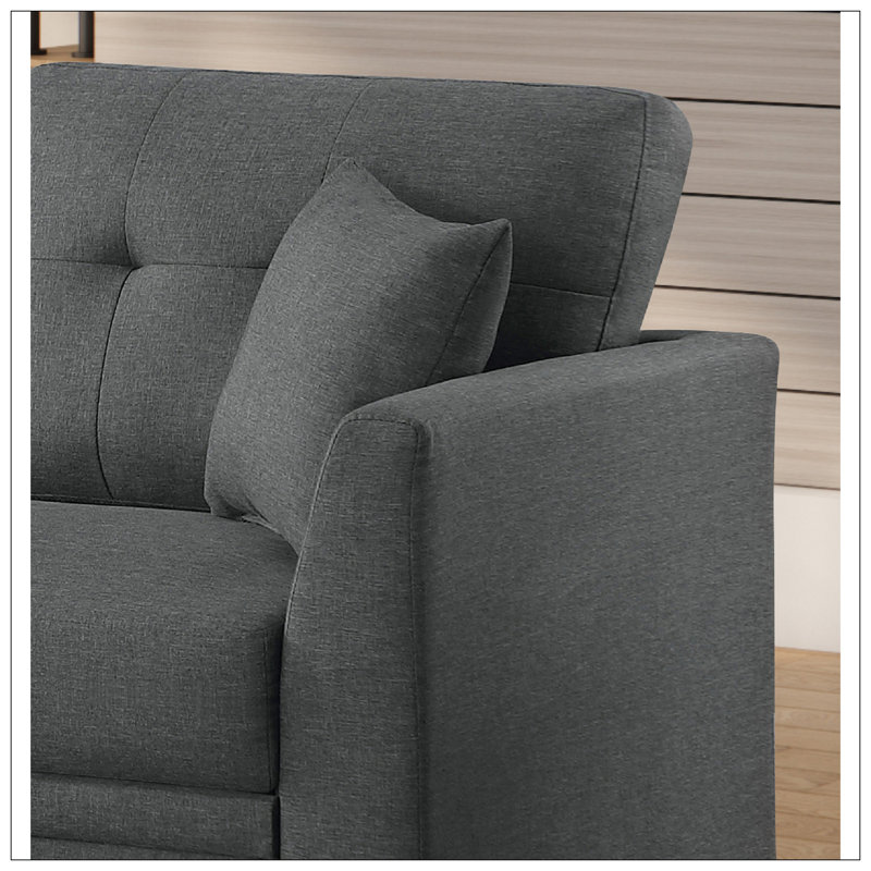 Canapé-lit modulaire, gris foncé, Tissu gris foncé