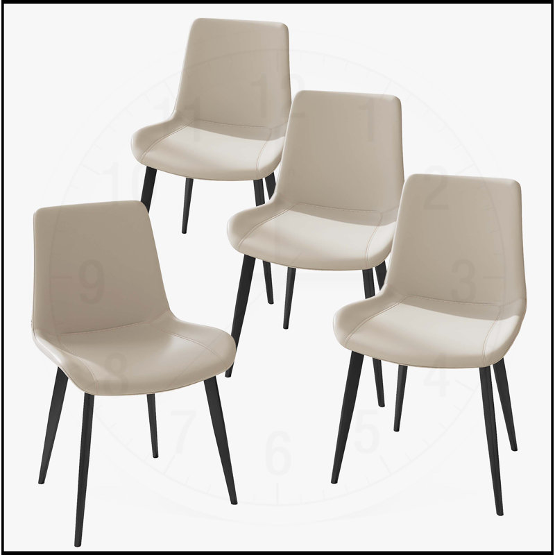 Chaises de salle à manger, siège rembourré en similicuir 4 pièces et pieds robustes en métal, Crème, crème