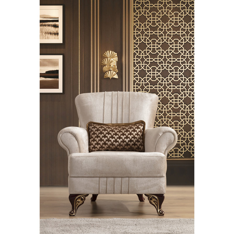 Fauteuil contemporain en chenille avec tissu et conception moderne en bois massif