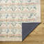 Tapis oriental blanc / bleu sarcelle / orange en polyester tissé à la machine Alburgh-1684490564