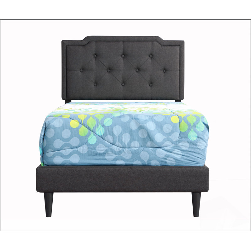 Structure de lit moderne avec tête de lit pour la chambre à coucher, Noir, noir, noir, noir