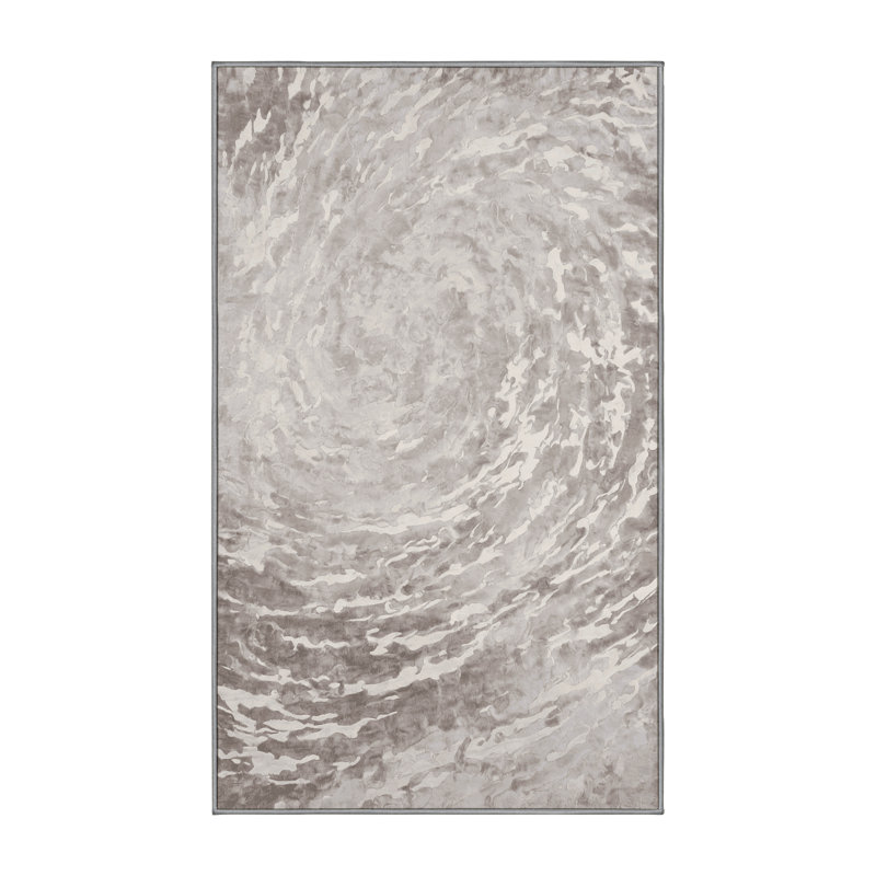 Tapis gris soyeux et moelleux, Rectangle 7 pi x 10 pi