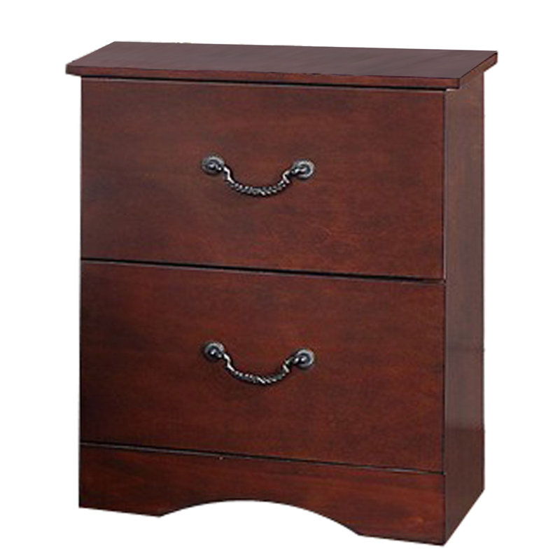 Table de chevet 2 tiroirs Runolfson, Brun cerisier