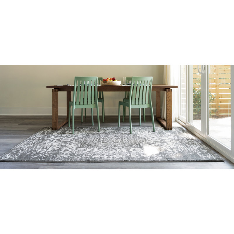 Tapis oriental gris foncé Edelie, Rectangle 7 pi 10 po x 10 pi