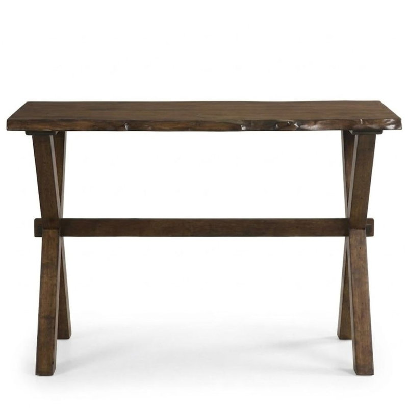Vanessa Console rectangulaire en bois de noyer avec rebord et base en X