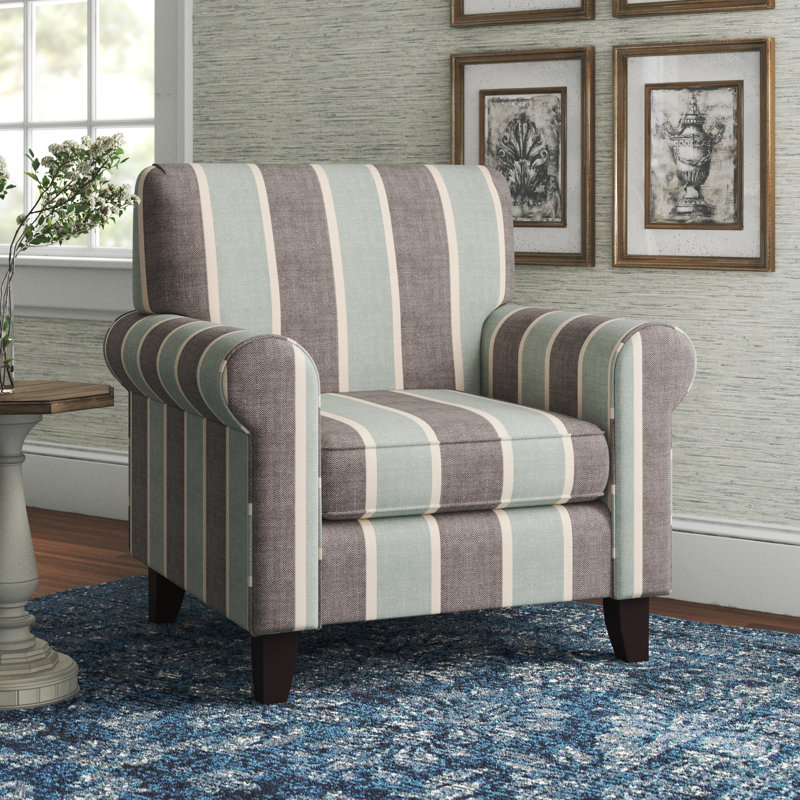 Aurora Upholstered Armchair, Gray/Light Blue Polyester