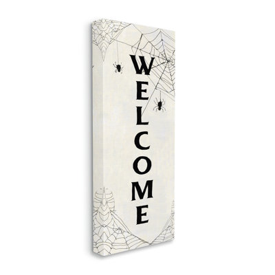 " Spooky Spiderweb Welcome Sign Festive Halloween Greeting " Textual Art Print
