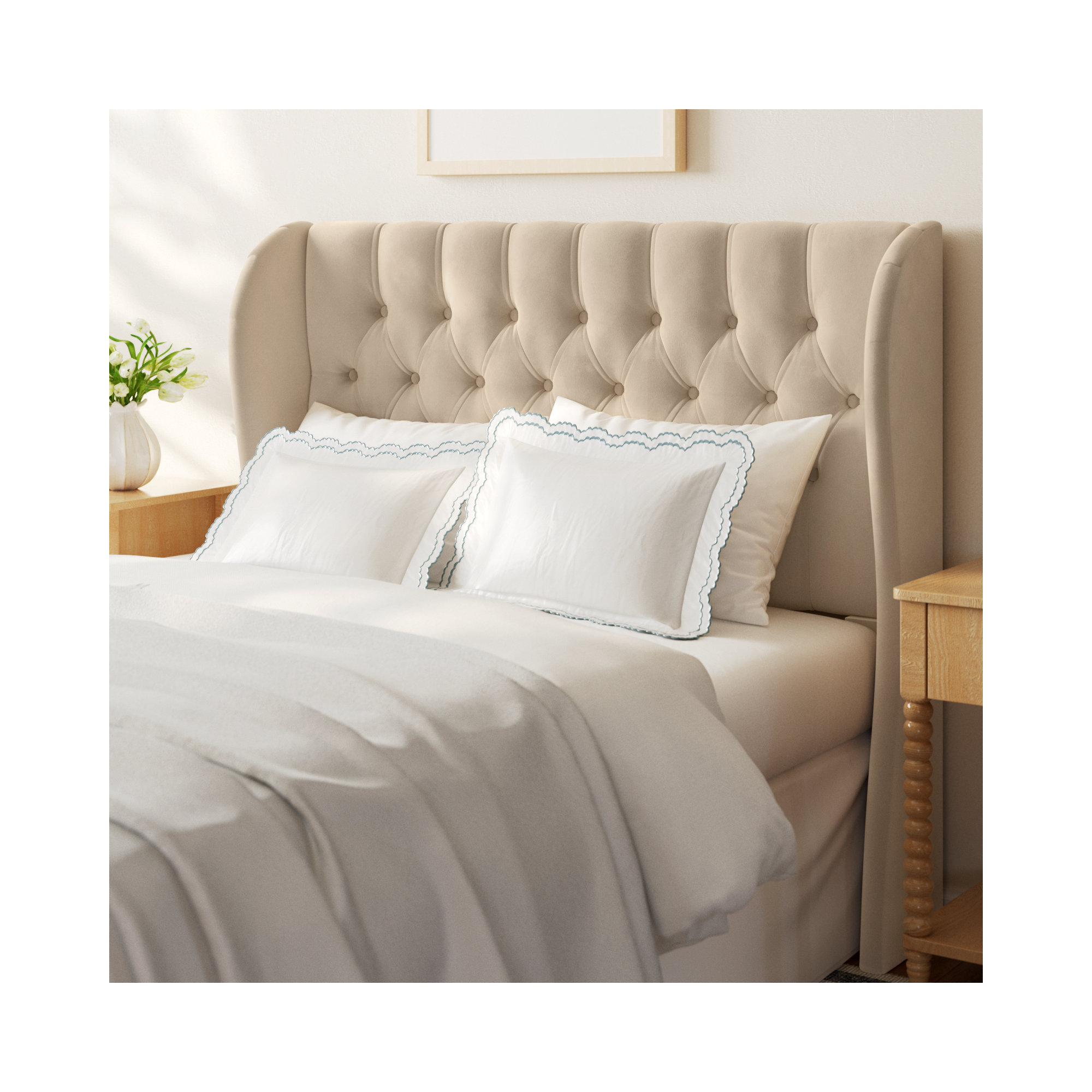 Tomey Upholstered Headboard, Classic Pearl Performance Velvet, King