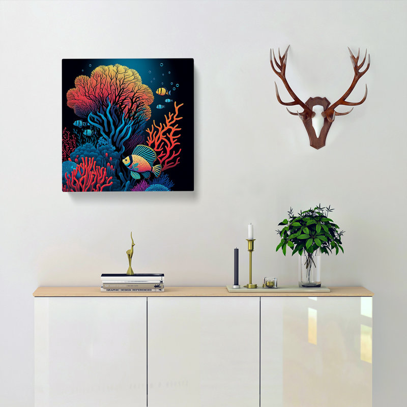 Coral Reef Pop Art - Print, 35cm H x 35cm W x 3cm D