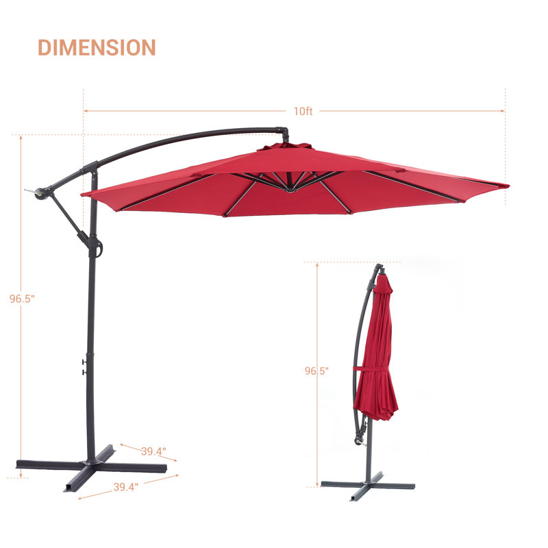 Parasol en porte-à-faux 120 po, Rouge