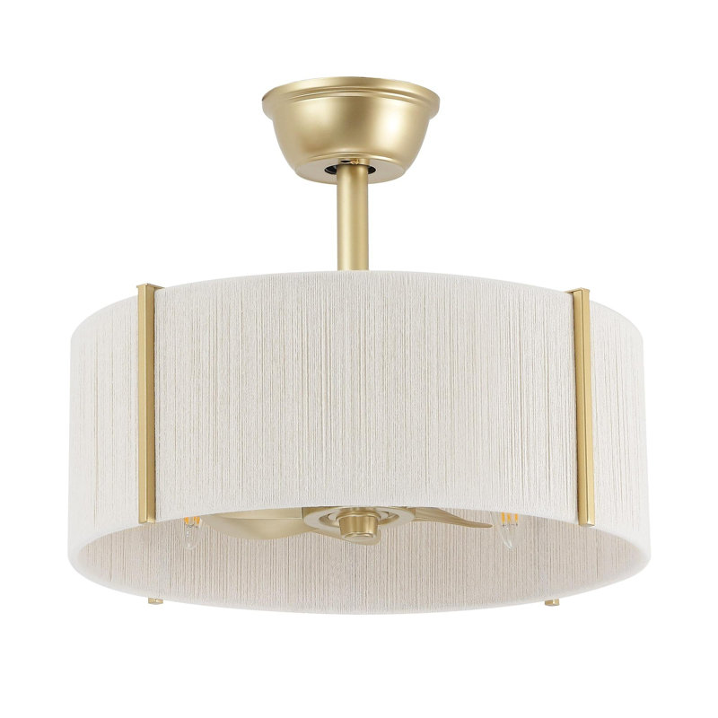 Ventilateur de plafond en corde de 18 po à 7 pales avec ensemble d'éclairage et télécommande, Or