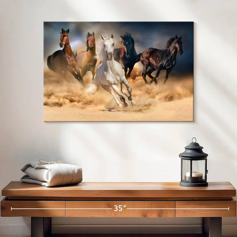 Brampt Sprinting Arab Horses, 16" H x 24" W