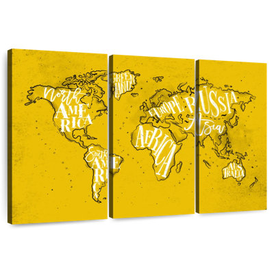 Aliaz Yellow Typography World Map