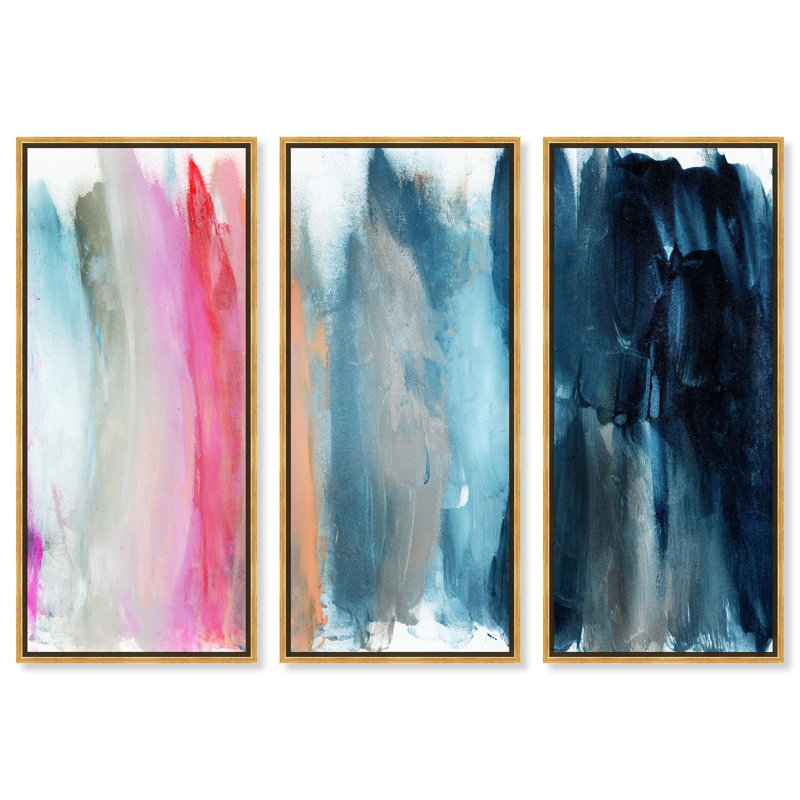 Parque del Retiro Set of 3 Hand-applied Heavy Gel Top Coat Abstract Floater Frame by Oliver Gal