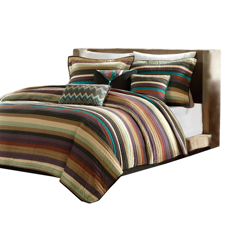 Clayton Reversible Quilt Set with Throw Pillows, Full/Queen Quilt + 5 Additional Pieces