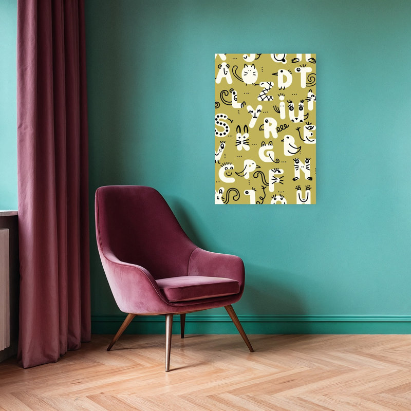 Cute Animal Alphabet Playful Whimsical Contemporary Animal Wall Art Print by Annick - Wrapped Canvas Print