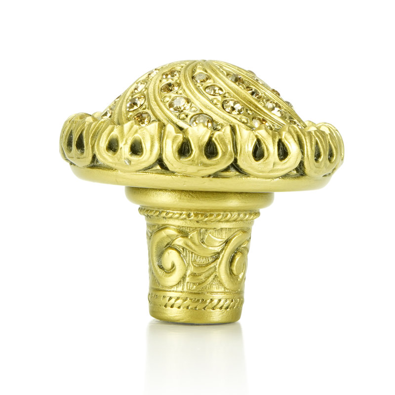 FONTAINEBLEAU KNOB; CLEAR CRYSTAL , Gold