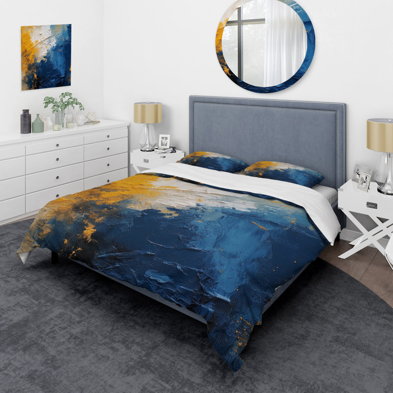 Ensemble de housse de couette abstrait bleu et jaune Intuitive Expressions I