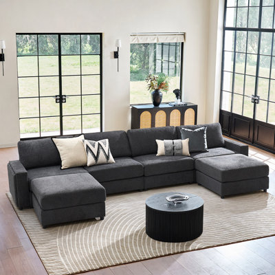 Canapé modulaire moderne avec deux repose-pieds Grandon