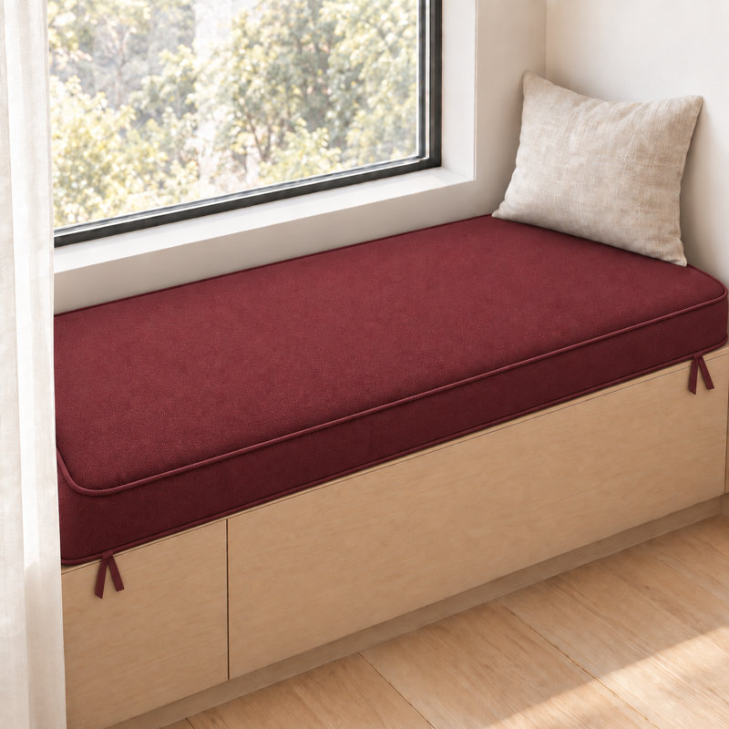 Coussin de banquette sur mesure de 7,6 cm de haut avec double passepoil et 2 attaches, idéal pour une banquette près d'une fenêtre, une banquette de salle à manger, une entrée ou un coin repas.
