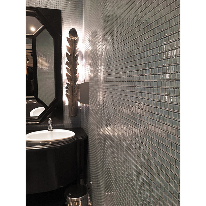 1" x 1" Polished Glass Mosaic Tile, Chic Gray