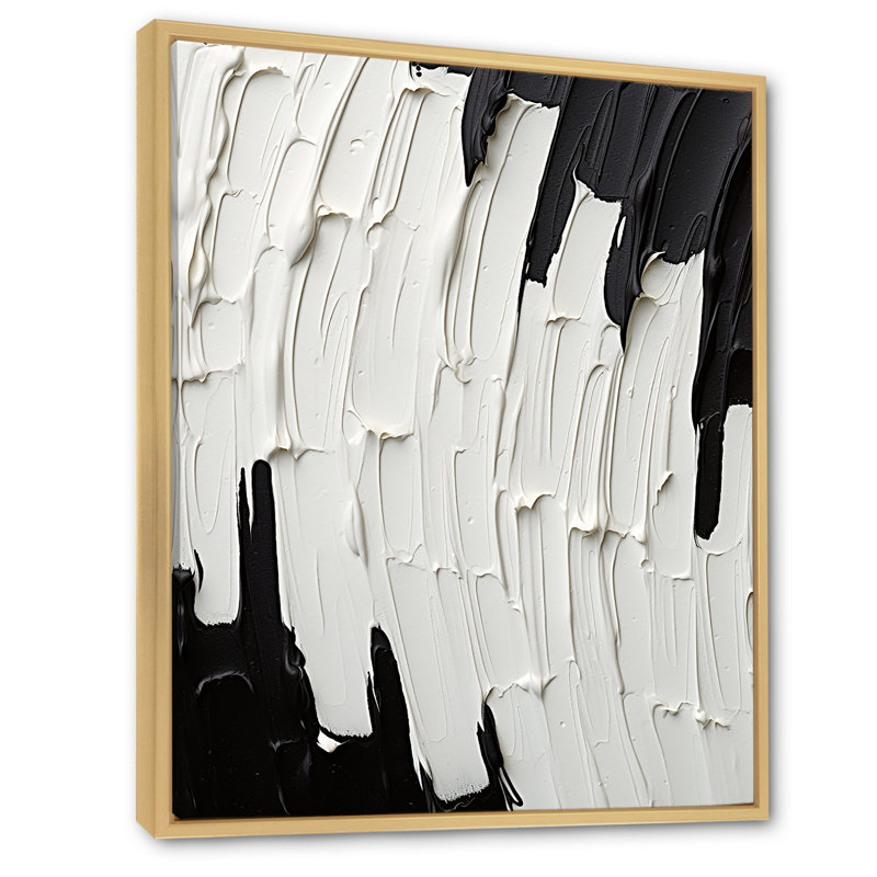 «Momentary Spirit» noir et blanc abstrait I - reproduction d'art sur toile, H 32 po x l 24 po, Floater Framed Print, Érable