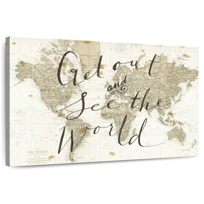 Sortez et voyez la carte du monde, H 30 po x l 45 po
