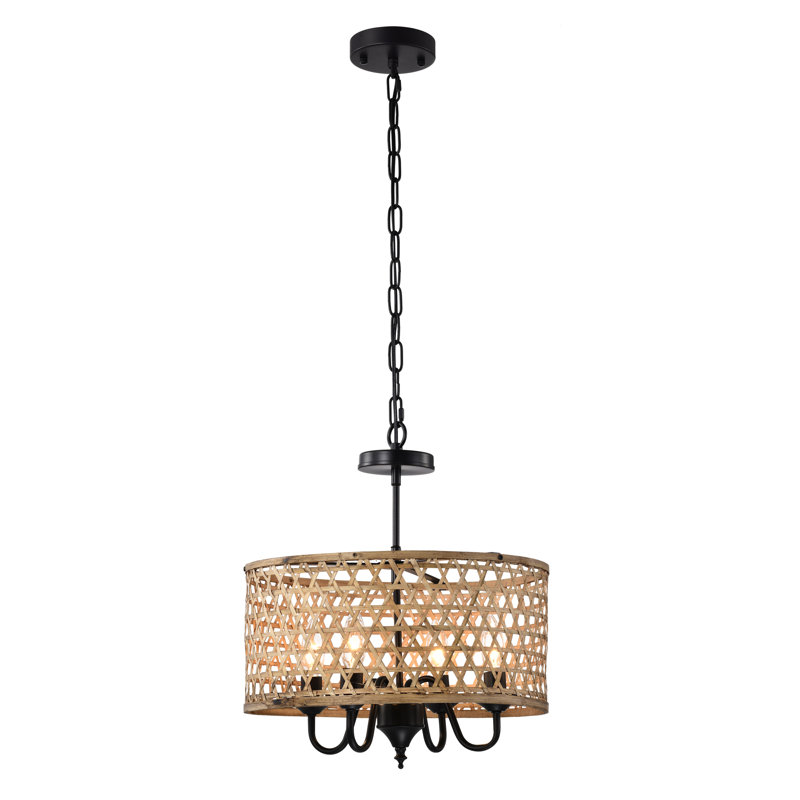 Luminaire suspendu en rotin naturel 16 pouces Dora 4 lumières