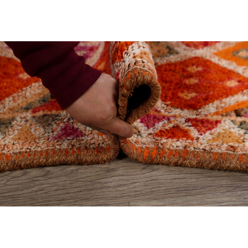 Tapis intérieur en laine de chemin orange 3'1" x 13" one-of-kind à la main noué la Adhvay
