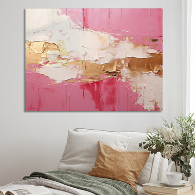 Minimalism Pink And Gold Horizon I - Abstract Wall Decor