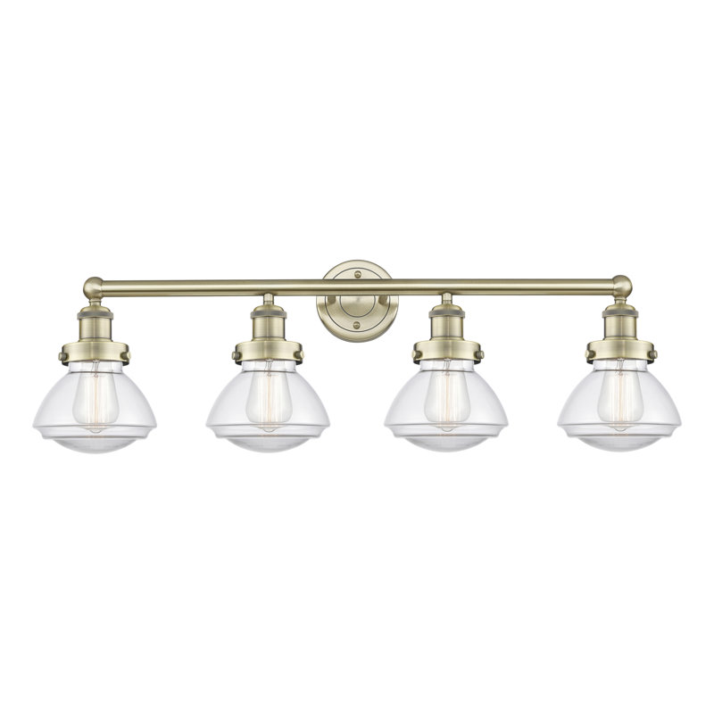 Éclairage pour salle de bain à 4 lumières à intensité variable Almarosa, Transparent, Laiton antique