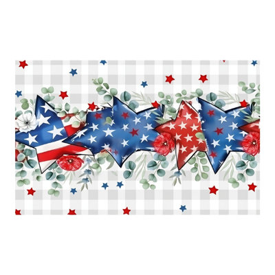 Star Floral Pattern Juneteenth 60" x 120" Rectangular Table Cover with Scalloped Edges