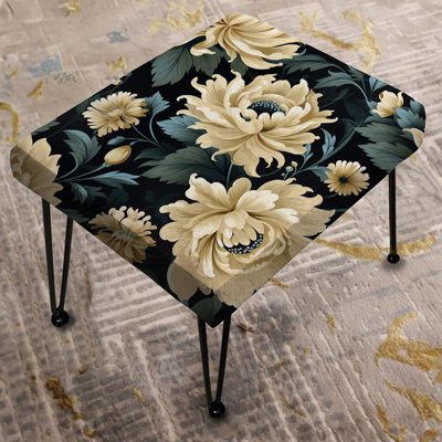 Dark Beige Flower Damask Breeze - Damask Rectangle Ottoman