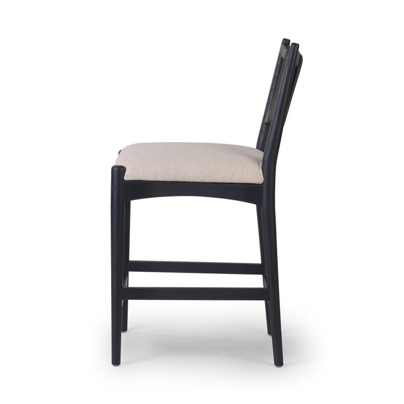 Haddon Stool-Black Rush-Counter, Black