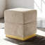 Tabouret d'appoint de style contemporain cubique avec base plaquée or et finition gris argenté pour le salon principal