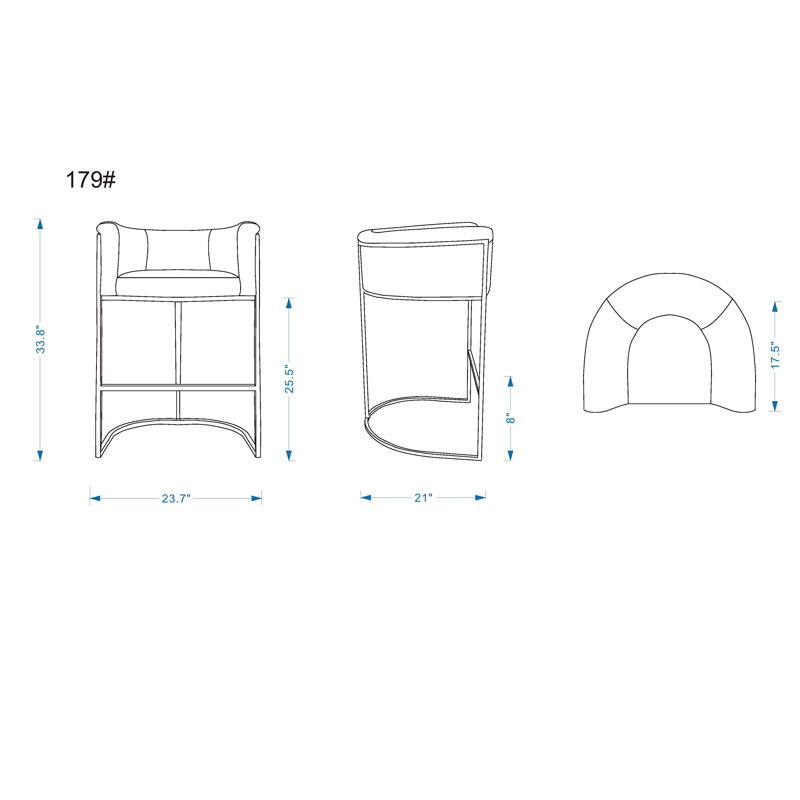 Svala Upholstered Counter Stool with Metal Frame, Cream, Counter Stool (25.5" Seat Height), 2
