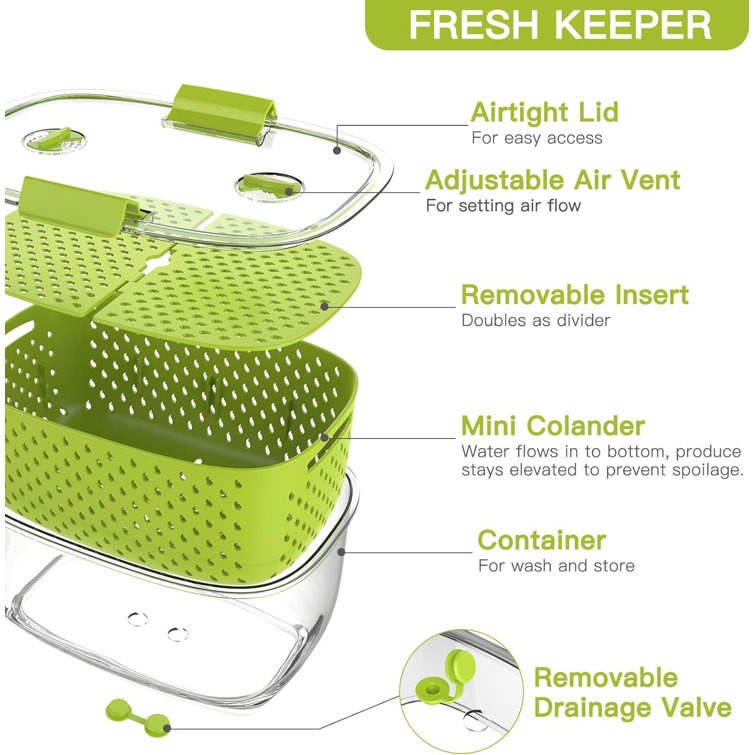 Fresh Produce Vegetable Fruit Storage Containers BPA-free,3Piece Set