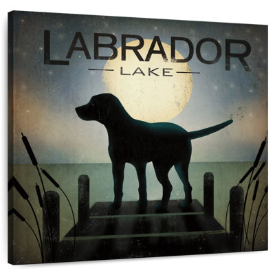 Brampt au lever du soleil, chien noir - lac Labrador