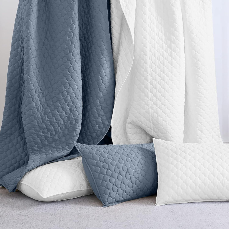 Ensemble de courtepointe pour grand lit, couvre-lit à motif de nuages, ensemble de couvre-lit matelassé en microfibre légère pour toutes les saisons, comprend 1 courtepointe et 2 taies décoratives