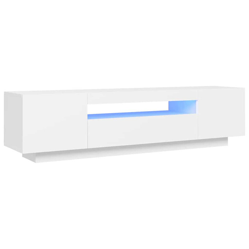 Laborde TV Cabinet with LED Lights, White