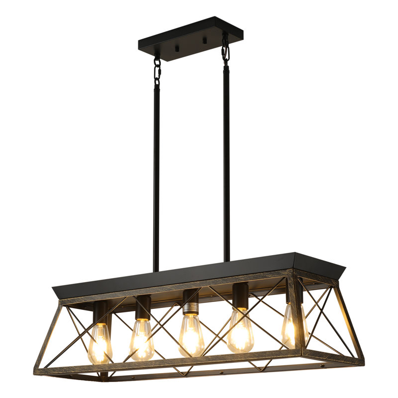 Deizel 5-Light Metal Linear Pendant, Black/Bronze