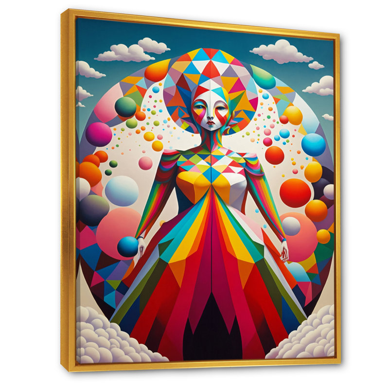 Abstrait arc-en-ciel, portrait sur toile, H 20 po x l 12 po x P 1 po, Cadre flottant doré