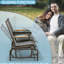 Fauteuil oscillant de patio avec filet respirant - Table - Gris pour 2 personnes
