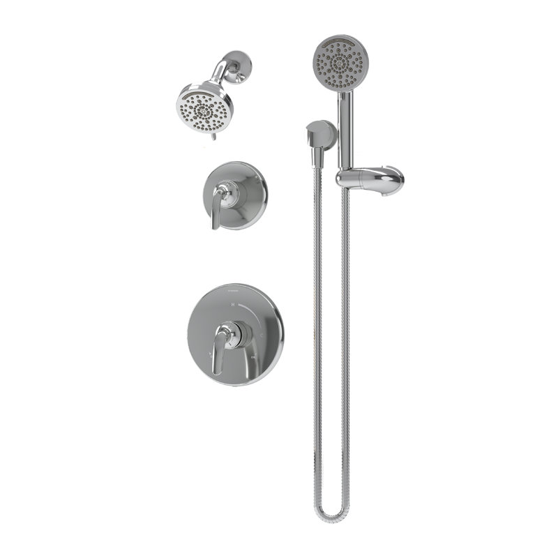 Garniture de douche Elm HydroMersion à cinq modes avec douche à main à trois modes Elm, Chrome poli