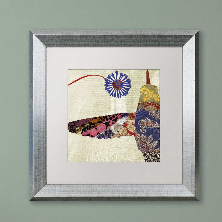 «Jadaya Hummingbird Brocade I» par Color Bakery, reproduction d'art graphique sur toile, Noir, H 16 po x l 16 po x P 0,5 po