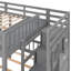 Lit superposé double au-dessus de simple et simple, lit superposé triple en bois avec tiroirs et garde-corps (gris)-1636270880